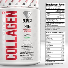 PERFECT SPORTS Hydrolyzed Collagen Peptides | Pasture-Raised, Grass-Fed, Types I & III | 10g Collagen | All Natural, Non GMO, Gluten Free | 25 Servings (Unflavored)