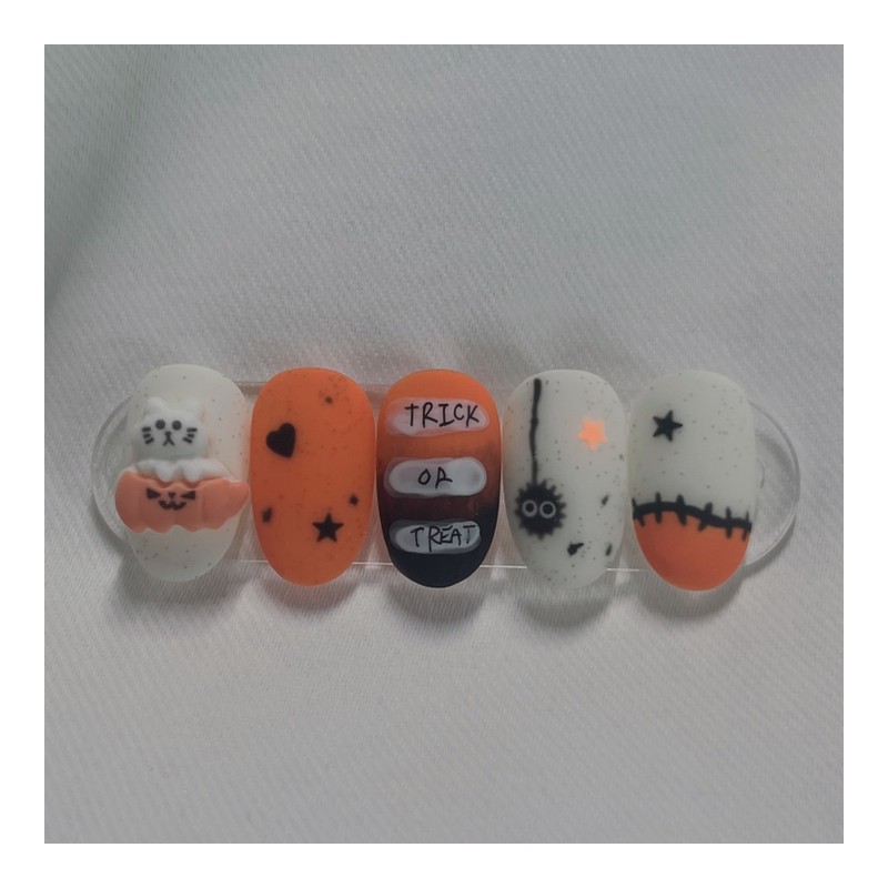 [Handmade Nail Tips] Trick All Treat Nail Tips - Long
