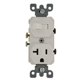 Leviton 5335 20 Amp, 120 Volt, Duplex Style Combination Single Pole Switch/Receptacle, Grounding, White