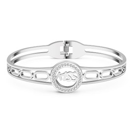 DUOWEI Cute Love Heart Cuff Bracelet Bangle Stainless Steel 18K Real Gold Plated Couple Hearts Birthday Valentines Charms for Women Girls Girlfriend (KISS Silver)