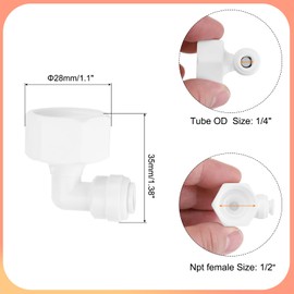 sourcing map 5Pcs Elbow 1/2 Inch Female Thread ID to 1/4 Inch Tube OD Quick Tube Connector with Rubber Rings Push to Connect Tube Fittings for RO Reverse Osmosis System