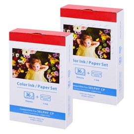 NineLeaf 2 Set Compatible for Canon Selphy Ink and Paper KP-36IN KP36 2 Color Ink Cartridges and 72 Sheets 4x6 Photo Paper Glossy for Selphy ES1 ES2 ES30 CP1200 CP1300 CP1500 Compact Photo Printers