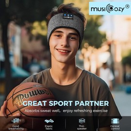 MUSICOZY Sleep Headphones Bluetooth Sports Headband | Wireless Music Headband Headphones | IPX6 Waterproof Headphones with Mic | Best for Sleeping Workout Running Side Sleepers Travel Yoga