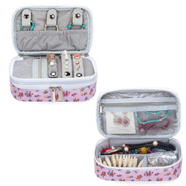 Teamoy Travel Jewelry Case,Small Jewelry Storage Organizer Bag for Womens Necklace, Earrings, Rings, Flowers