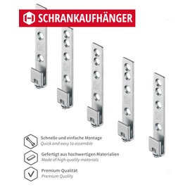 Gedotec Cabinet Hanger, Galvanised Steel, H10323, Pack of 6, Cabinet Hanger for Screwing, Furniture Hanger, Rustproof, Metal Hanging Rail, Stable, Visible Cabinet Support, Heavy Duty