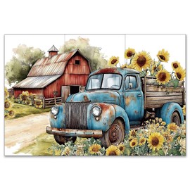 OLYCRAFT 3pcs/Set Retro Truck Rub on Transfers - 15x30cm Farm Transport Decals for Crafts and Furniture