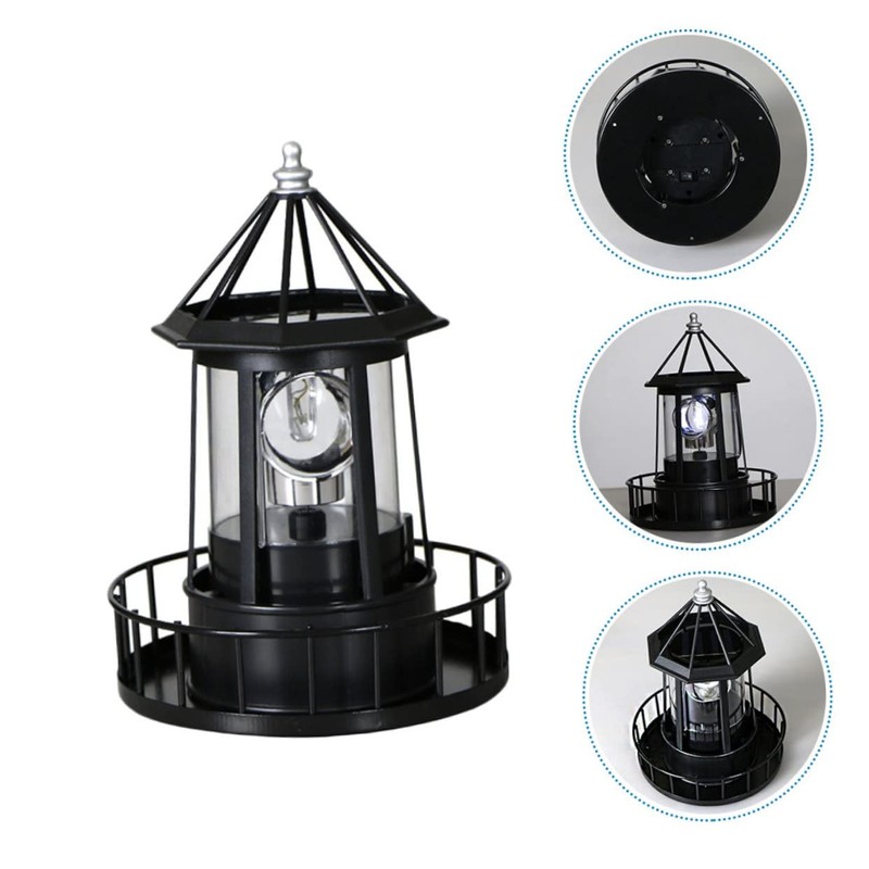 DOITOOL Led Solar Revolving Lighthouse Light Outdoor Rotating Landscape Lamp