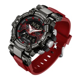 findtime Mens Sports Watch Military Watches for Men Digital Watch Waterproof Watches for Men Rugged Watch with LED Backlight Alarm Stopwatch, Red