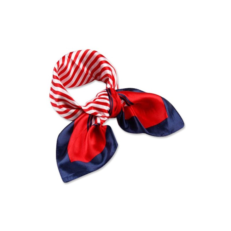 Neck Square Scarf Cool Silk Feel Red White Blue Bandana