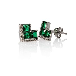 Avnis Nano Emerald Green Sterling Silver Studs - 3 mm Emerald Earrings for Women, May Birthstone 925 Sterling Silver Earings, Sterling Silver Sterling silver Created Emerald, Created Emerald