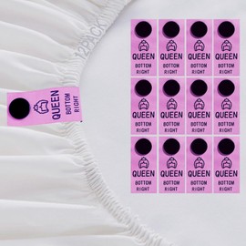 ETsupply SheetSnaps Queen Sheet Labels – 12-Pack Pink Snap-On Sheet Size Tags – Easy Bed-Making & Linen Closet Organization – Machine Washable Sheet Markers for Queen Bedding