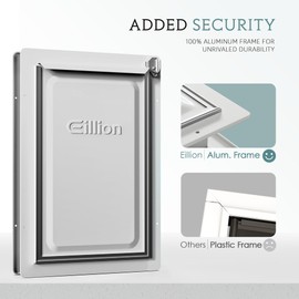Eillion Large Dog Door for Exterior Door Dog Door for Door, Doggie Door with Aluminum Frame, 3 Flaps, Metal Closing Panel and Lock