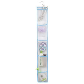 ALYER Hanging Storage Shower Caddy Organizer with Hanger,Mesh Pockets for Bathroom,Closet,Pantry (Blue)