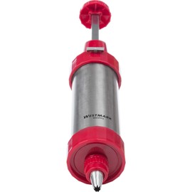 Westmark Pastry Press/Piping Syringe, with 8 Moulded Discs and 8 spouts, Capacity: 250 ml, Stainless Steel/Plastic, Silver/red, 32332260