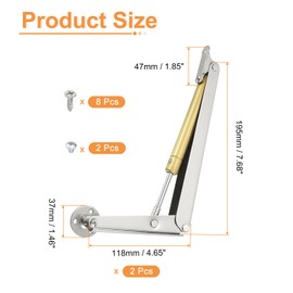 sourcing map 2Pcs Rotatable Lid Support Hinges, 13.7" 150N Folding Lift Up Hinge for Wooden Boxes Jewelry Cases Chest Cabinets Cupboards, Silver