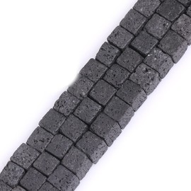 GEM-Inside Black Lava Rock Gemstone Loose Natural 10mm Spacer Beads Energy Stone Power for Jewelry Making 15''