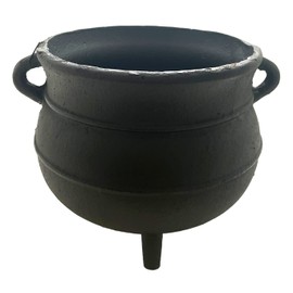 Crystalo - Black Painted Cast Iron Cauldron Size- 7 "D