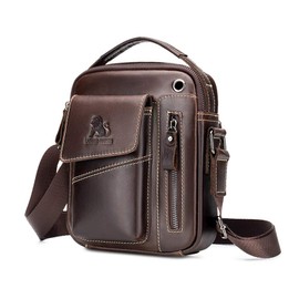 BAIGIO Umhängetasche Herren Leder Schultertasche Vintage Crossbody Bag Messenger Herrentasche zum Umhängen Ledertasche Männer Tasche mit Abnehmbarem Gurt für Business Arbeit Reise