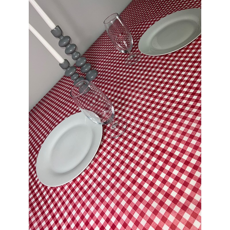 Sensalux Italian Country House Table Cloth Rolls Checked Red /