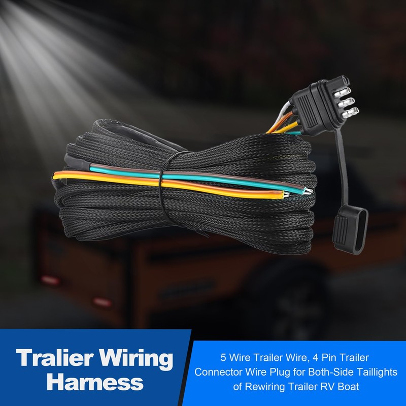 4 Pin 5 Wire Trailer Wiring Harness, 22FT Trailer Wiring