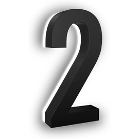 7 Inch LED House Numbers, ABS-Polymer, Premium Quality, Backlit LED 5000K Illuminated Home Address Number, Lighted House Numbers, Modern Address Numbers (2, Black)