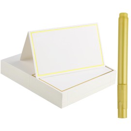 100 Pieces Place Cards, Blank Name Place Cards with 1 Marker Pen, Table Name Card, Wedding Name Card for Communions, Birthdays, Festivals, Parties, Christenings