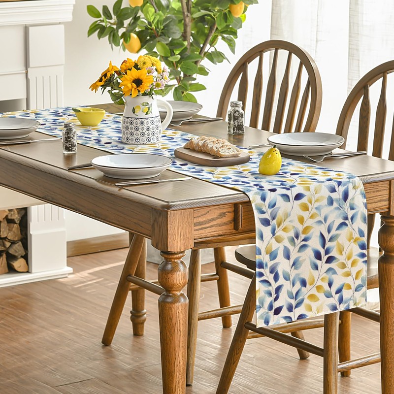 Leaves 210 GSM Summer Table Runner, Seasonal Spring Kitchen Dining