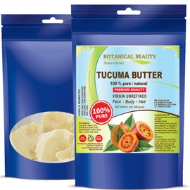 Botanical Beauty Brazilian TUCUMA BUTTER 100% Pure Natural VIRGIN UNREFINED Cold-Pressed for Face, Skin, Body, Hair, Lip, Nails. Rich in Vitamin E. Beauty Moisturizing Nourishing (8.46 Fl Oz)