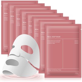 Mascarillas Faciales，Collagen Mask,Mascarilla de biocolágeno， Hidratación Duradera,Reduce los poros, Mejora la elasticidad. (8PCS)