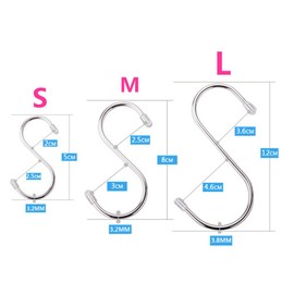 Meiyaa 10PCS S Hook Stainless Steel Hanger Rack Butcher Meat Dryer Hanging Pot Pan for Kitchen,Bathroom,Bedroom and Office (Large)