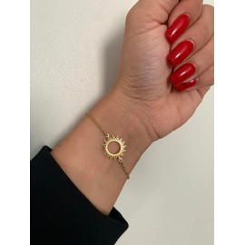 NataschaWoge® Gift Sun Best Friend Bracelet Friendship Bracelet Friendship Gold Silver Spiritual Jewellery Sun Hollow Birthday Bracelet Gift Idea, Stainless Steel