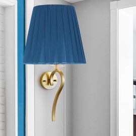 Blue Lamp Shades 6PCS Modern Simple Tall Drum Lamp Shades， 3.5x5.1x5.5in Cloth Handmade Modern Trendy Decorative Lampshade for Crystal Clip On Chandelier Wall Lamp Blue