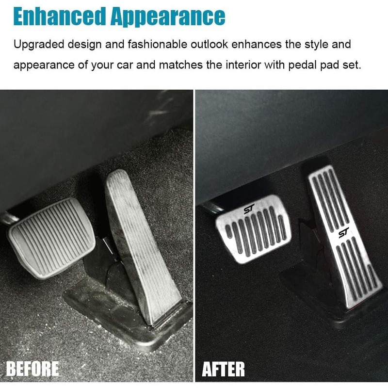 LEXLEY 2PCS Anti-Slip Aluminum Brake Gas Pedal Pads,Auto No Drilling