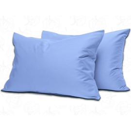 MistyMorning Pillow Cases 2 Pack Soft & Premium Quality Bedding & Linen, Egyptian Cotton 200 Thread Count, Breathable & Envelope Closure in Standard Size (50x75+15 cm) (Sky Blue, Pack of 2)