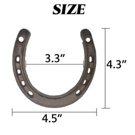 TIHOOD 2PCS Cast Iron Horseshoe Wall Decor, Medium Horseshoe Durable Cast Iron 5 Holes On Each Side for Indoor Or Outdoor