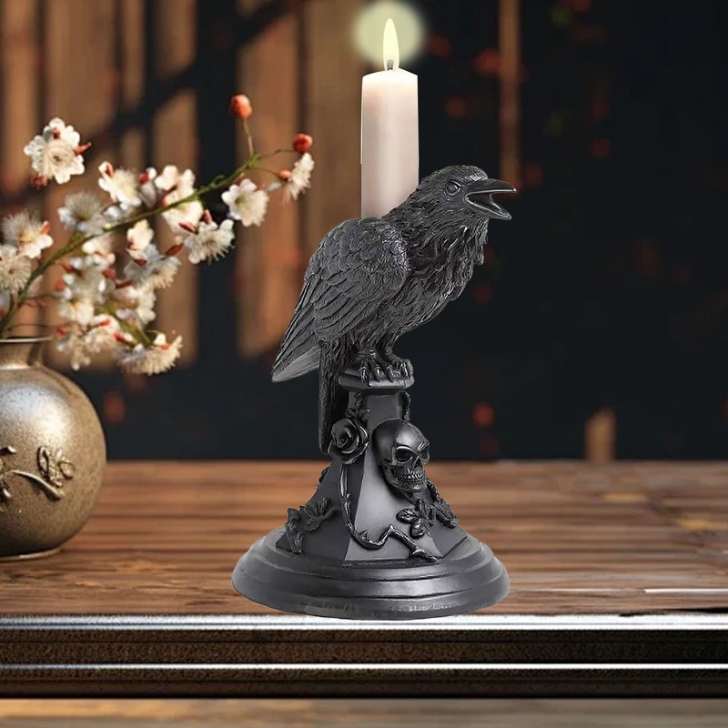 Gothic Candle Holder Resin Figurine Candlestick Stand Home Decor Accessory