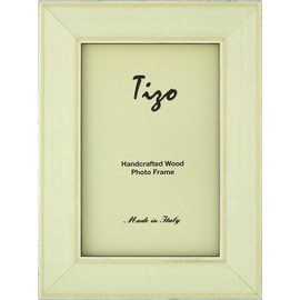 Tizo 5 x 7" Inch Double Gold Border Wood White Picture Frame