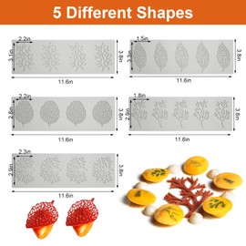Blätter Silikonform, 5 Stück Fondant Formen Silikon Blätter, Spitze Silikonform Kuchen Prägung, Silikonform Blatt 3d, Silikonform Blatt, für Schokolade, Gummis, Kuchendekoration, Desserts, Seife