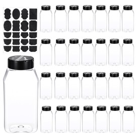 Molain 28 Pcs 16oz Plastic Spice Jars with Shaker Lids, Plastic Square Spice Bottles Reusable Seasoning Containers Jars Large Seasoning Bottles, Clear Bottle for Powders, Spices, Glitters