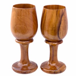 collectiblesBuy Handmade Rustic Dark Brown Wooden Wine Glass Vintage Wood Goblet Drinkware Cup Home & Kitchen Set of 2