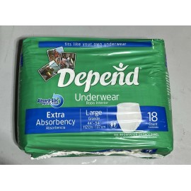 Depend 2004 Depend Extra Absorbency Underwear 18 Count Unisex size Large