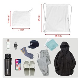 Lily queen Drawstring Backpack Sports Gym Bag Foldable Water Resistant Swim Bag for Women Men (White)