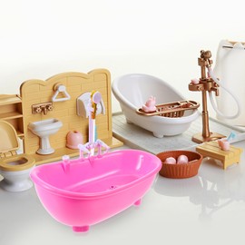 Toyvian Toy Bathtub for Dolls, Baby Doll Real Working Bath Set Electric Bathtub with Shower and Faucet Pretend Play Toy Play Water Accessories Fits Most Dolls ​Up to 12''