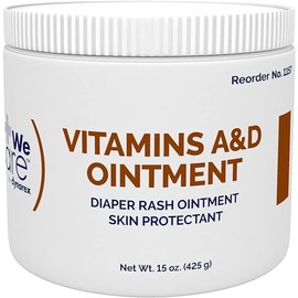 Dynarex Vitamins A & D Ointment, Ointment with Vitamin A and Vitamin D Skin Protectant, for Diaper Rash and Discomfort, White, 2 – 15 oz Jars of Dynarex Vitamins A & D Ointment