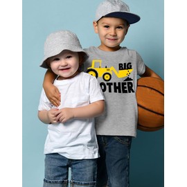 Construction Tractor Big Brother Shirt Pregnancy Baby Announcement Gifts for Boys Sibling Toddler Kids T-Shirt 3T Gray
