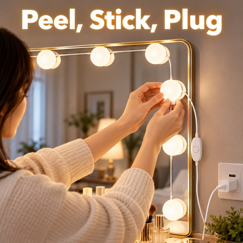USB LED Vanity Mirror Lights – Dimmable 5V Makeup Mirror