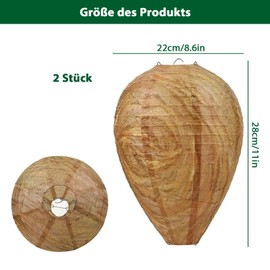 Cfcyhla 2 Stück Wespennest Attrappe,Hornissennest Attrappe Aufhängen Falsches Wespennest Biene für Haus Garten und Outdoor