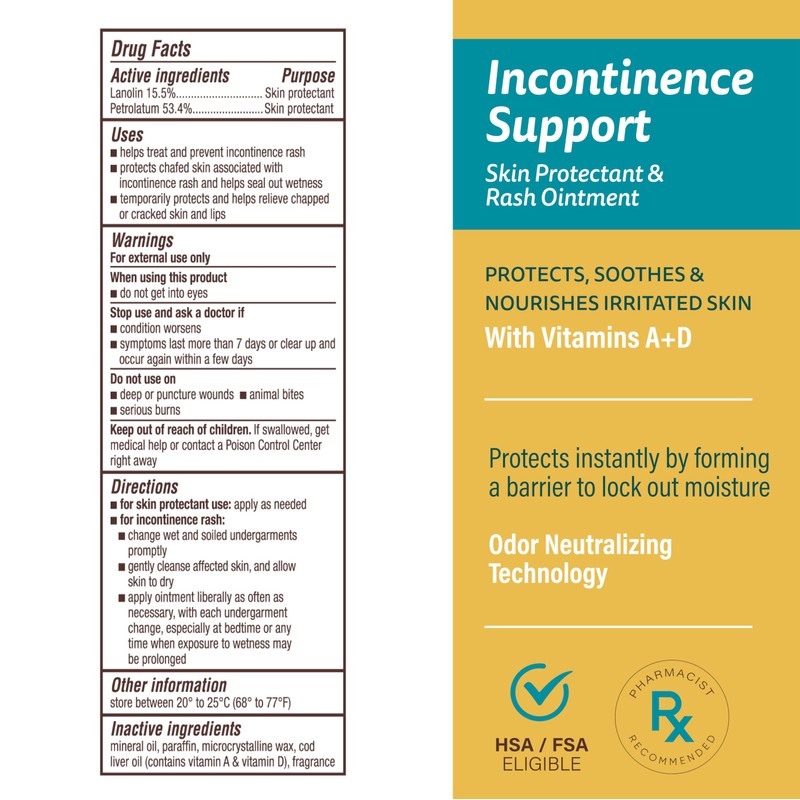 A+D Incontinence Support Skin Protectant & Rash Ointment – Treats