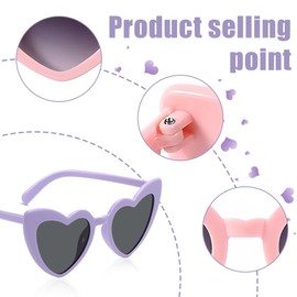 SULIUDAJI Pack of 6 Heart Sunglasses, Vintage Heart-Shaped Sunglasses for Women, 70s Sunglasses Set, Sunglasses for Heart Shape, for Girls, Women, Shopping, Travel, Party, Outdoor