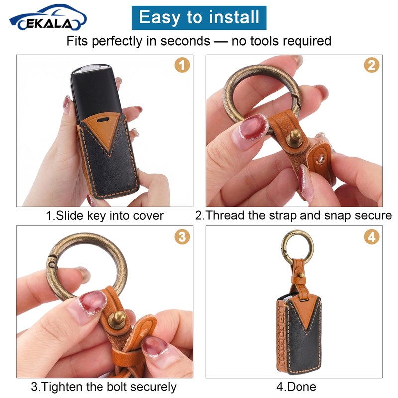 for Mazda Key Fob Cover Leather Key Case Holder Keychain